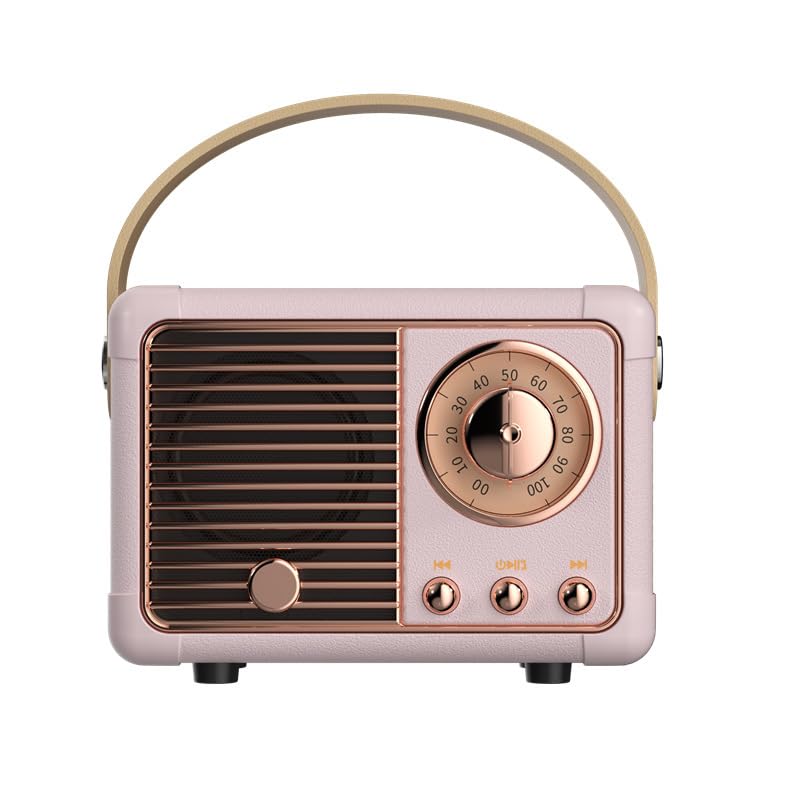 Queqimu Retro Bluetooth Speaker, Wireless Radio Vintage Speaker Indoor Outdoor Portable Small Bluetooth Speaker Support Usb/Tf C